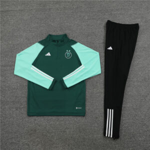 23-24 Algeria green stripe half zipper sweater tracksuit - Image 2