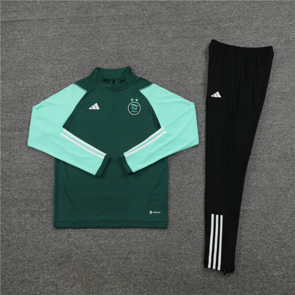 23-24 Algeria green stripe half zipper sweater tracksuit - Image 2