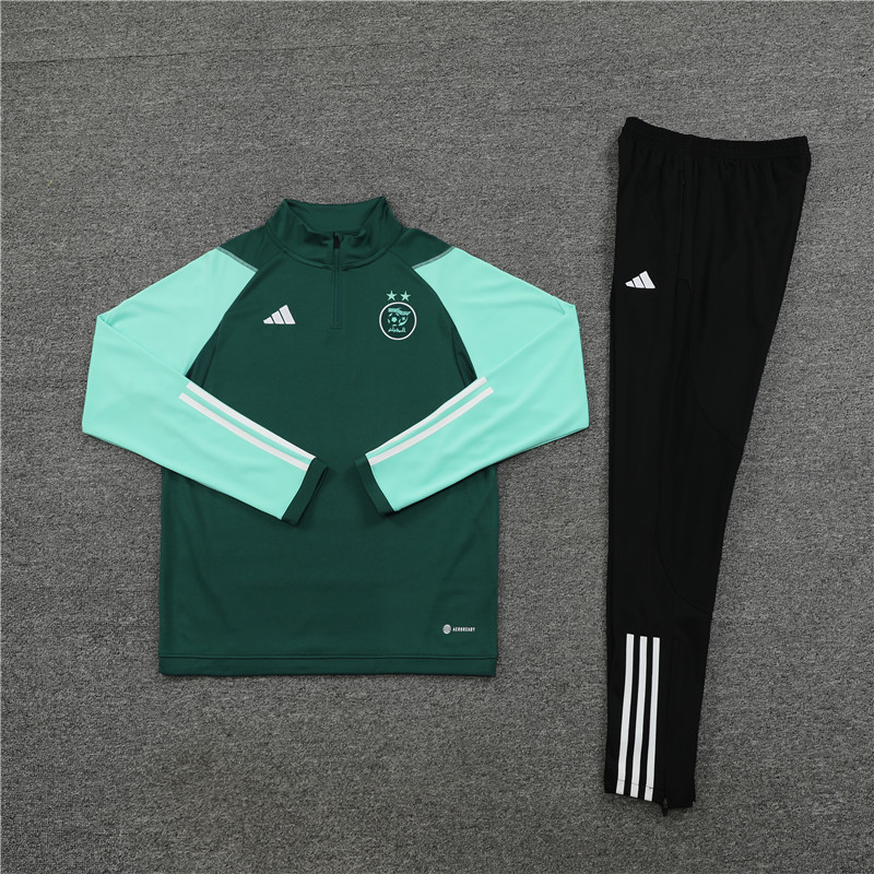 002-18 23-24 Algeria green stripe half zipper sweater tracksuit
