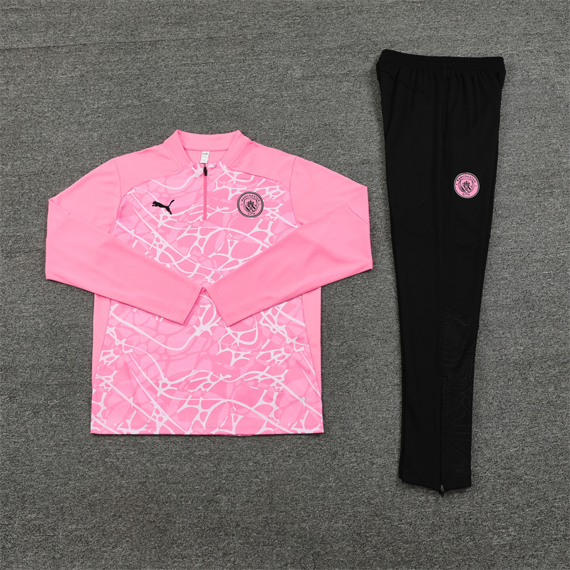 24-25 Man City pink half zipper training tracksuit