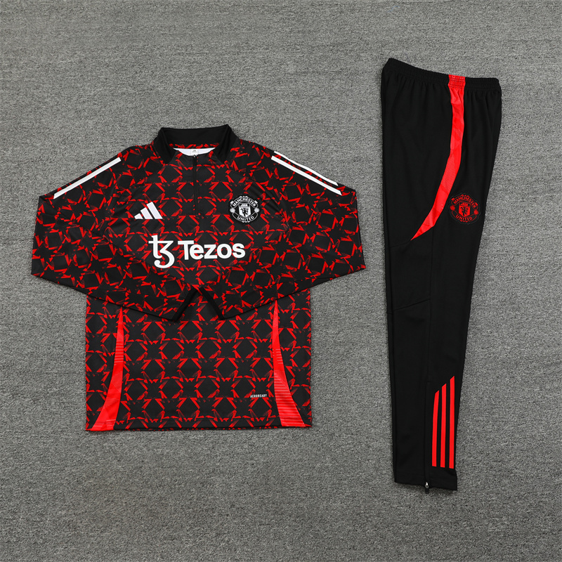 24-25 Manud black with red half zipper training tracksuit