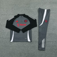 002-184 24-25 Manud dark gray with black arm half zipper training tracksuit
