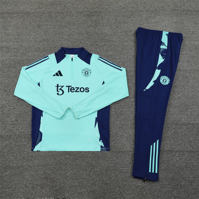 24-25 Manud light blue with navy blue half zipper training tracksuit