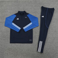002-19 23-24 Algeria navy blue with blue stripe half zipper sweater tracksuit