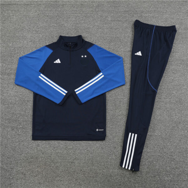 23-24 Algeria navy blue with blue stripe half zipper sweater tracksuit - Image 2