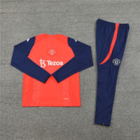 002-190 24-25 Manud orange with navy blue pullover training tracksuit