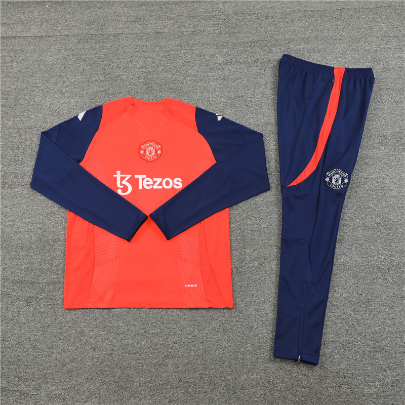 002-190 24-25 Manud orange with navy blue pullover training tracksuit
