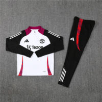 002-192 24-25 Manud white with red and black stripe half zipper sweater tracksuit