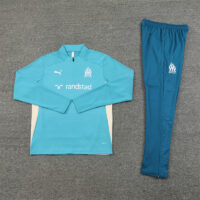 24-25 Marseille lake green with white stripe half zipper training tracksuit
