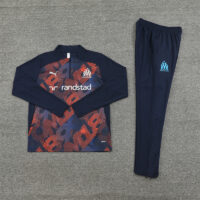 24-25 Marseille navy blue with orange half zipper training tracksuit