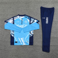 24-25 Napoli light blue with navy blue half zipper training tracksuit
