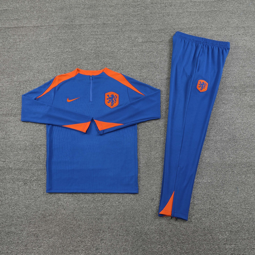 24-25 Netherlands color blue with orange half zipper training tracksuit
