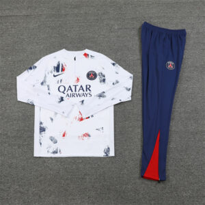 24-25 PS G white with red and blue stripe half zipper training tracksuit - Image 2