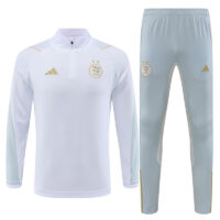 002-21 23-24 Algeria white with gray half zipper sweater tracksuit