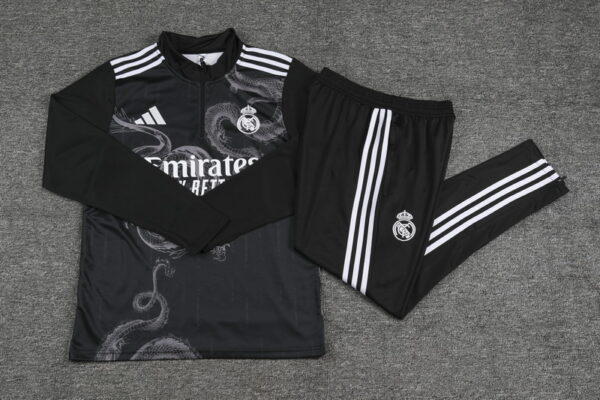 24-25 Real Madrid black with dragon half zipper training tracksuit - Image 2