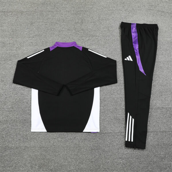 24-25 Real Madrid black with purple half zipper training tracksuit - Image 2