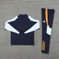 24-25 Real Madrid navy blue with light blue half zipper training tracksuit