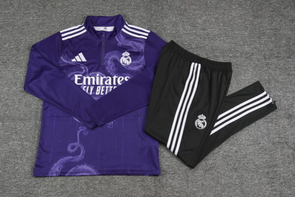 24-25 Real Madrid purple with dragon half zipper training tracksuit - Image 2