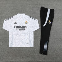 24-25 Real Madrid white with gray half zipper training tracksuit