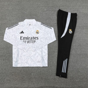24-25 Real Madrid white with gray half zipper training tracksuit - Image 2