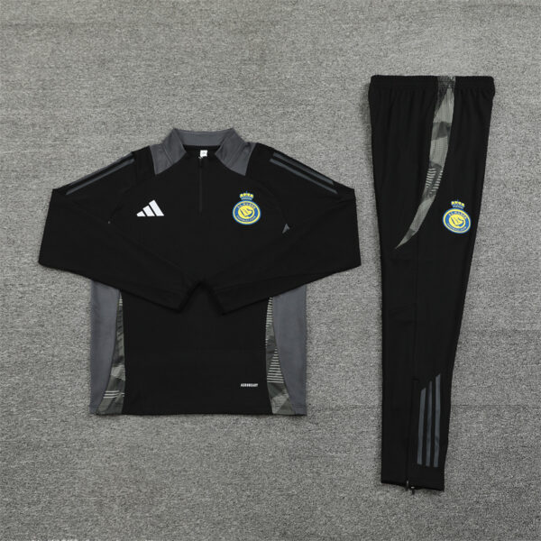 24-25 Riyadh black with gray stripe half zipper sweater tracksuit - Image 2