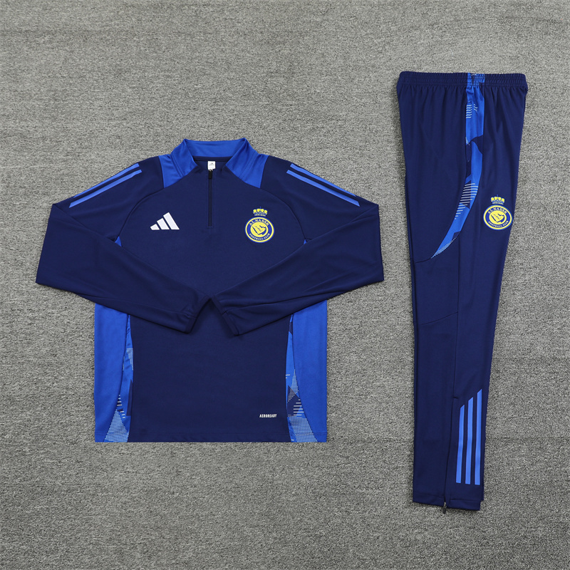 24-25 Riyadh navy blue stripe half zipper sweater tracksuit