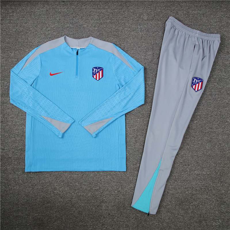 player version 24-25 ATM light blue with gray half zipper training tracksuit