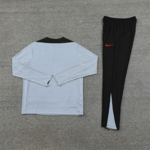 24-25 South Korea light gray with black half zipper training tracksuit - Image 2
