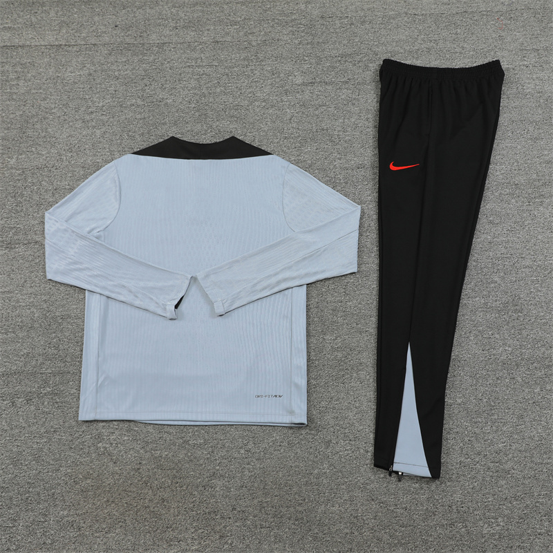 24-25 South Korea light gray with black half zipper training tracksuit