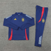 24-25 Spain navy blue with red half zipper training tracksuit