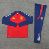 002-234 24-25 Spain red with blue half zipper training tracksuit