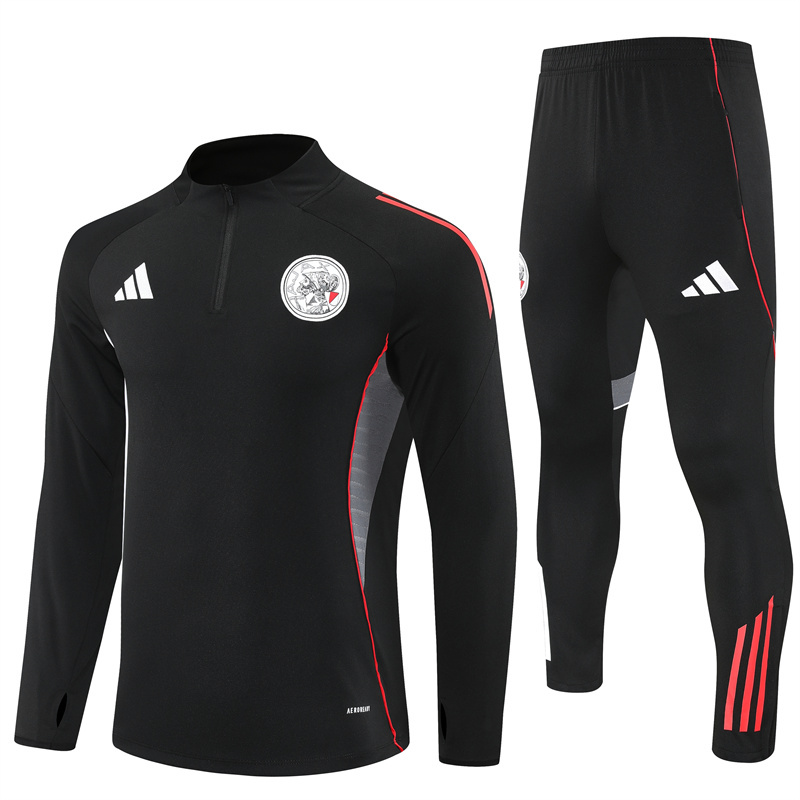 002-236 25-26 Ajax black with gray stripe half zipper sweater tracksuit