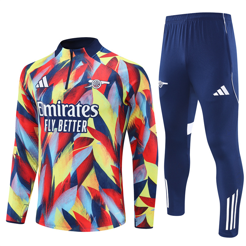 25-26 Arsenal camo yellow with red half zipper sweater tracksuit