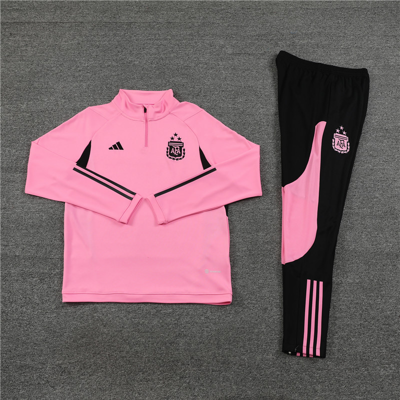 002-24 23-24 Argentina pink half zipper sweater tracksuit