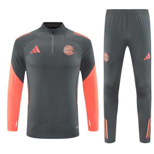 25-26 Bayern dark gray with orange stripe half zipper sweater tracksuit - Image 2