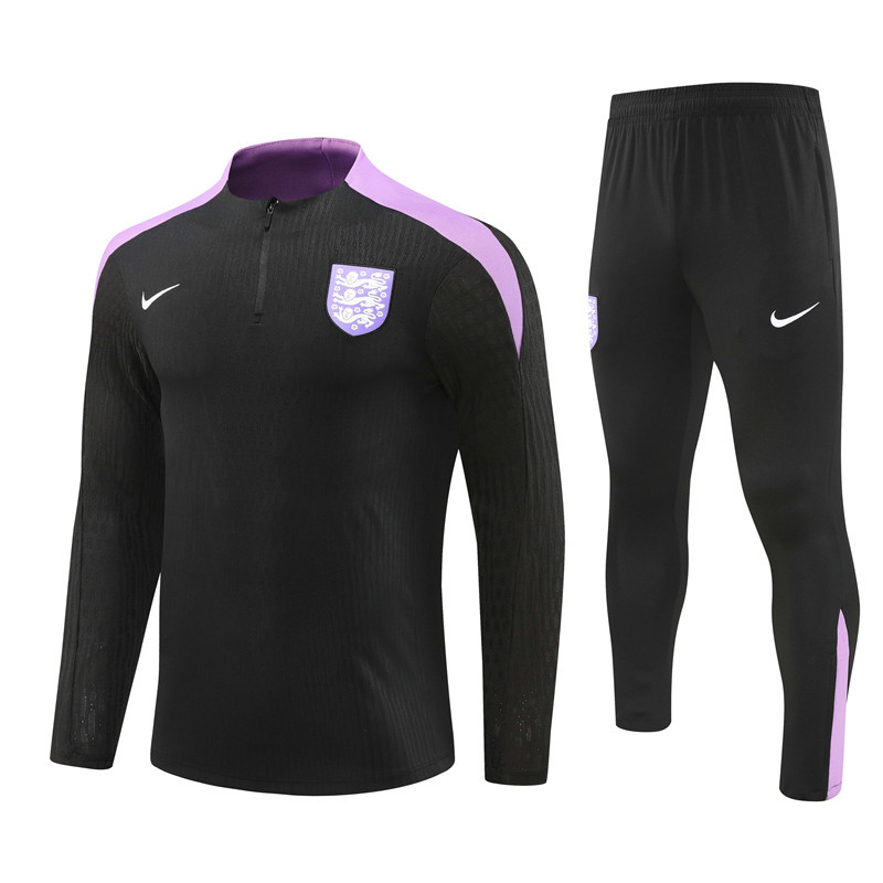 player version 24-25 England black with purple half zipper training tracksuit