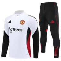 25-26 Manud white with black and red stripe half zipper sweater tracksuit