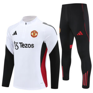 25-26 Manud white with black and red stripe half zipper sweater tracksuit - Image 2
