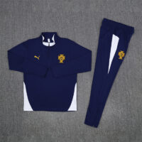 25-26 Portugal navy blue with white half zipper sweater tracksuit