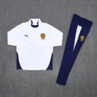 25-26 Portugal white with navy blue half zipper sweater tracksuit