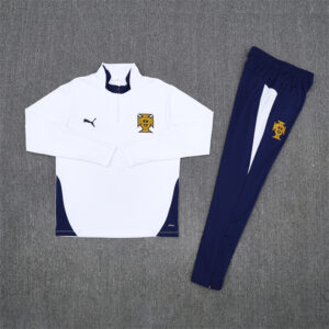 25-26 Portugal white with navy blue half zipper sweater tracksuit - Image 2