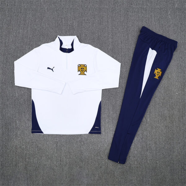25-26 Portugal white with navy blue half zipper sweater tracksuit - Image 2