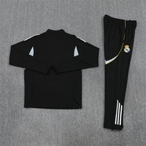 25-26 Real Madrid black with white stripe half zipper sweater tracksuit - Image 2