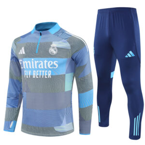25-26 Real Madrid camo light blue half zipper sweater tracksuit - Image 2