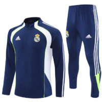 25-26 Real Madrid navy blue with white stripe half zipper sweater tracksuit