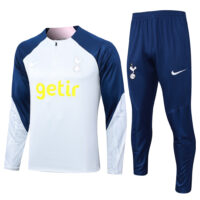 B708# 23-24 Tottenham light gray with navy blue half zipper sweater tracksuit