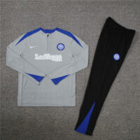 002-27 player version 24-25 Inter light gray with blue half zipper training tracksuit