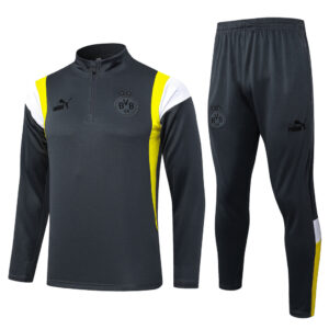 B747# 23-24 Dortmund dark gray with yellow and white half zipper sweater tracksuit - Image 2