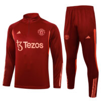 B754# 23-24 Manud dark red half zipper sweater tracksuit