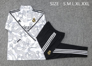 B768# 23-24 Real Madrid white with dragon half zipper training tracksuit - Image 2